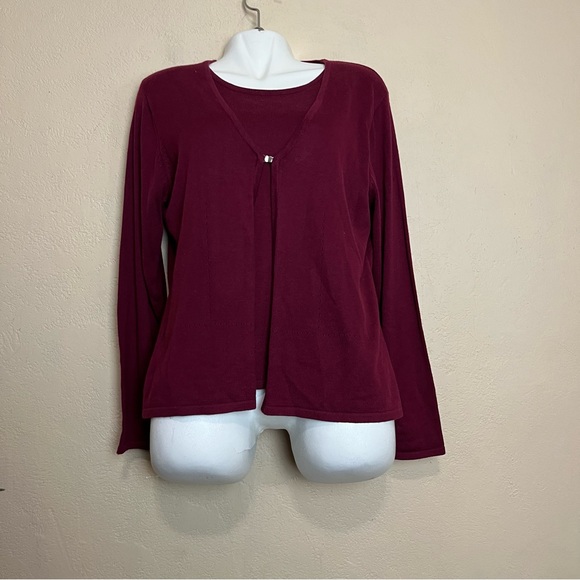 5/$30 Kathie lee women long sleeve vintage burgundy sweater size‎ large 12/14 - Picture 1 of 15